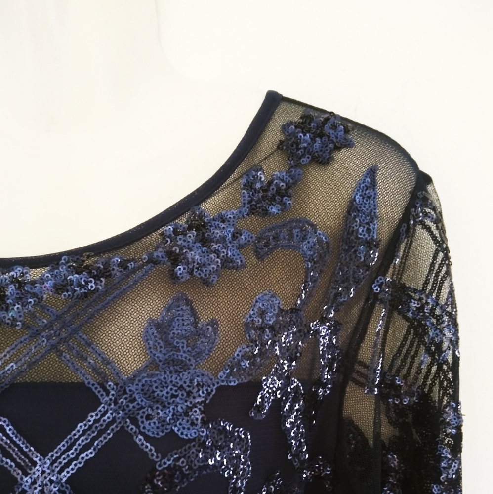 Navy blue sequin maxi dress